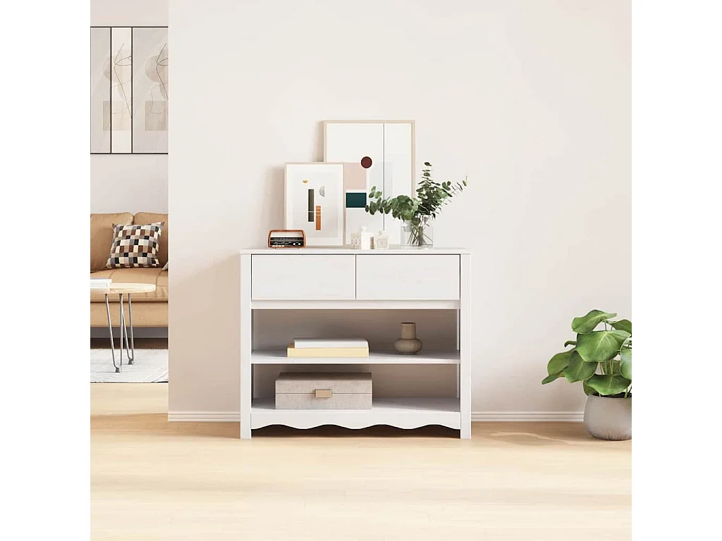 Table console avec tiroir Drammen Blanc 89,5 x 37 x 73 cm