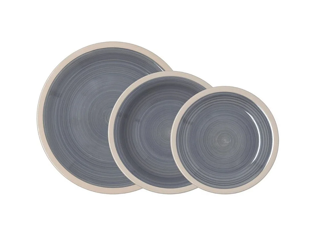 Vajilla Baltic Quid 18 piezas 6 servicios cerámica gris
