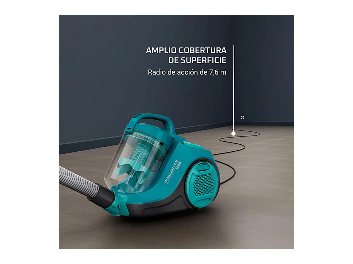 Aspirador de trineo Swift Power Cyclonic Rowenta 750W 1,2L con accesorios azul turquesa