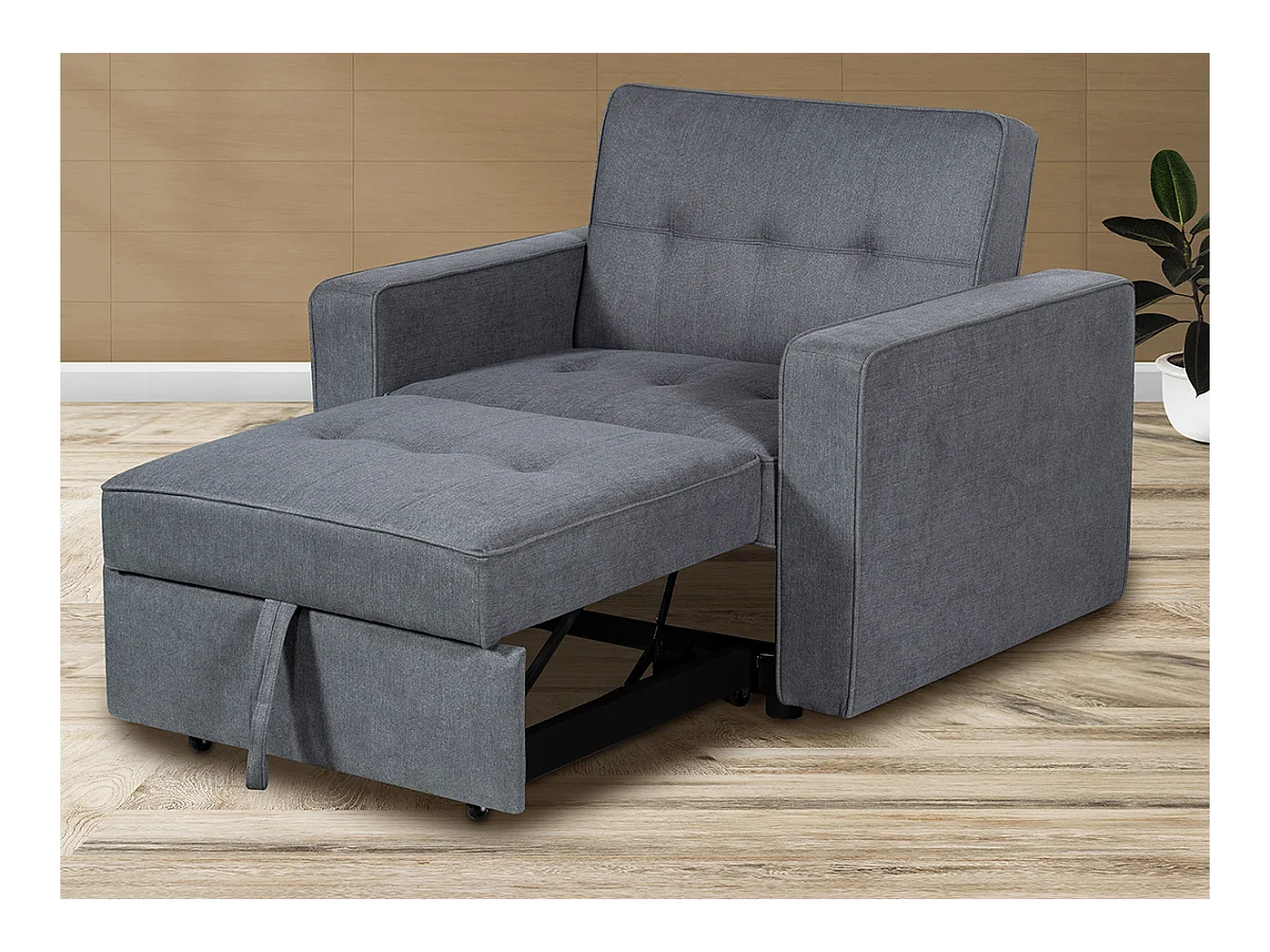 Canapé-lit, canapé de salon avec accoudoirs en tissu coloris Gris - Longueur 167 x profondeur 88 x hauteur 93 cm
