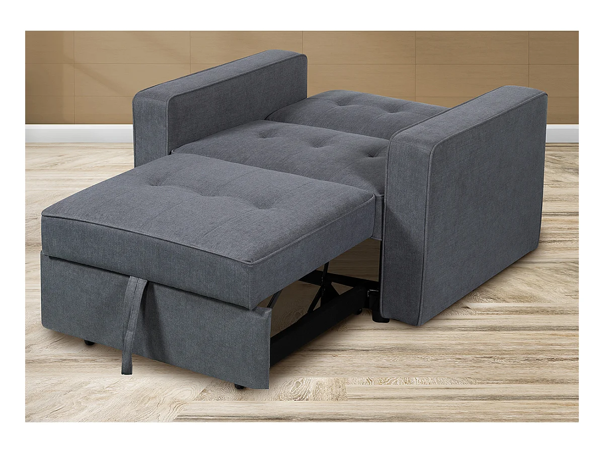 Canapé-lit, canapé de salon avec accoudoirs en tissu coloris Gris - Longueur 167 x profondeur 88 x hauteur 93 cm