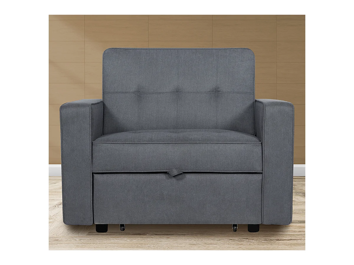 Canapé-lit, canapé de salon avec accoudoirs en tissu coloris Gris - Longueur 167 x profondeur 88 x hauteur 93 cm