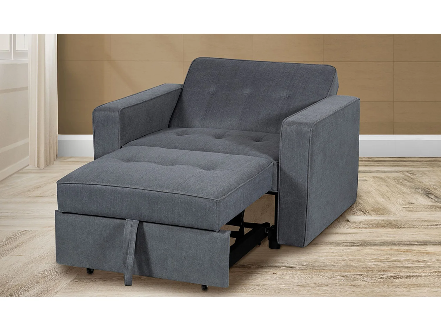 Canapé-lit, canapé de salon avec accoudoirs en tissu coloris Gris - Longueur 167 x profondeur 88 x hauteur 93 cm