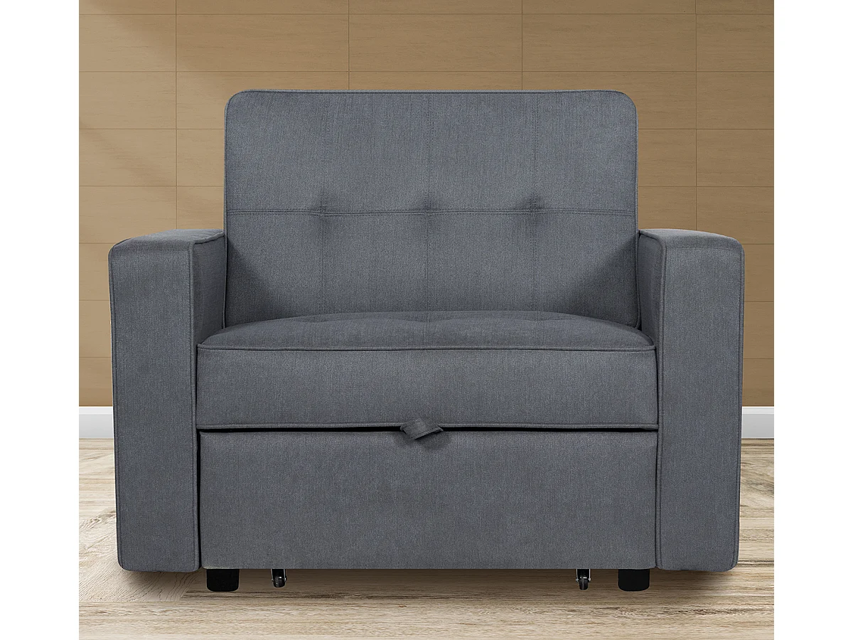 Canapé-lit, canapé de salon avec accoudoirs en tissu coloris Gris - Longueur 167 x profondeur 88 x hauteur 93 cm