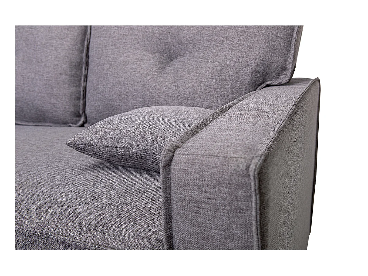 Canapé lit, canapé d'angle de salon avec accoudoirs en tissu coloris gris  - Longueur 202 x profondeur 135 x hauteur 90 cm