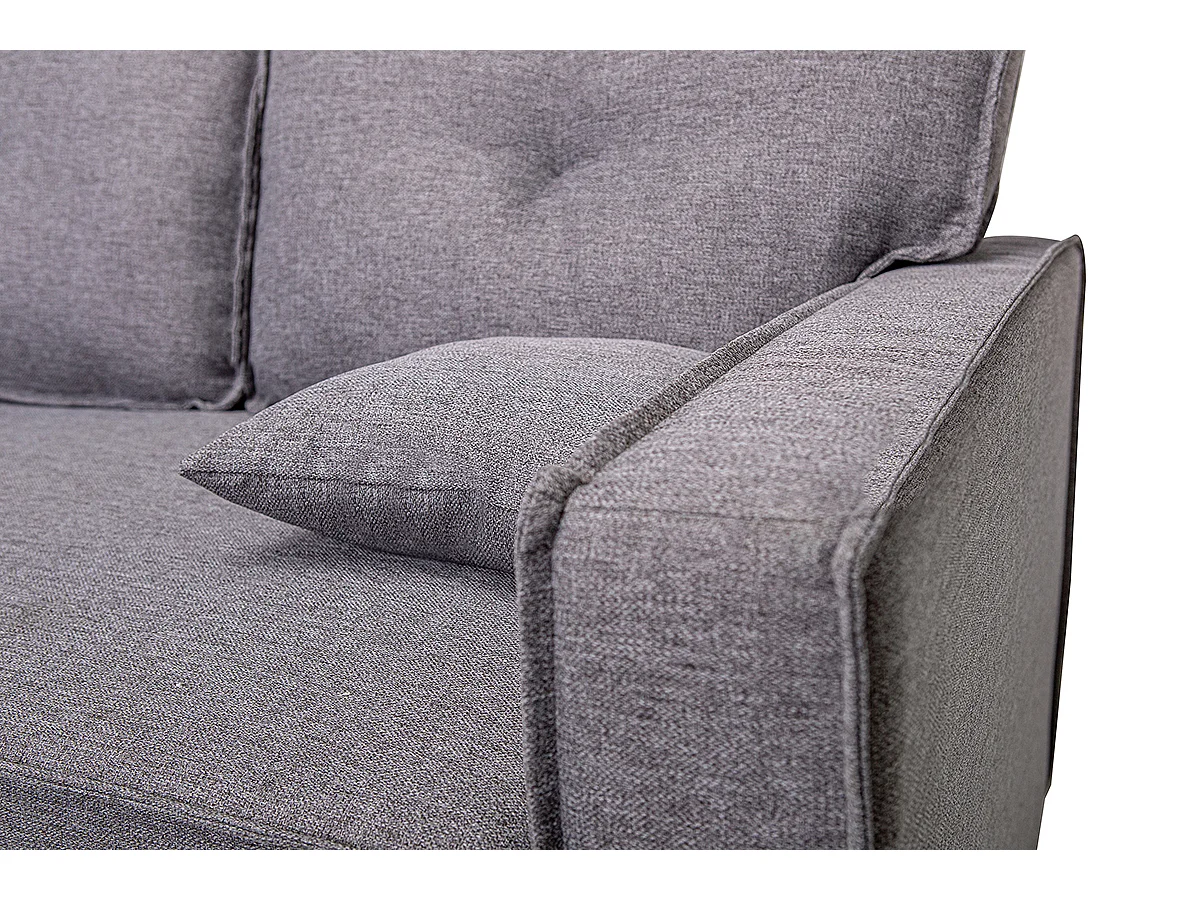 Canapé lit, canapé d'angle de salon avec accoudoirs en tissu coloris gris  - Longueur 202 x profondeur 135 x hauteur 90 cm