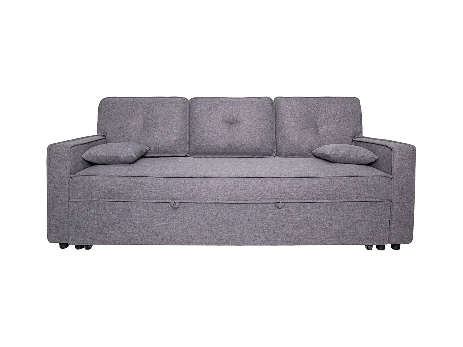 Canapé lit, canapé de salon avec accoudoirs en tissu coloris gris - Longueur 210 x profondeur 85 x hauteur 90 cm