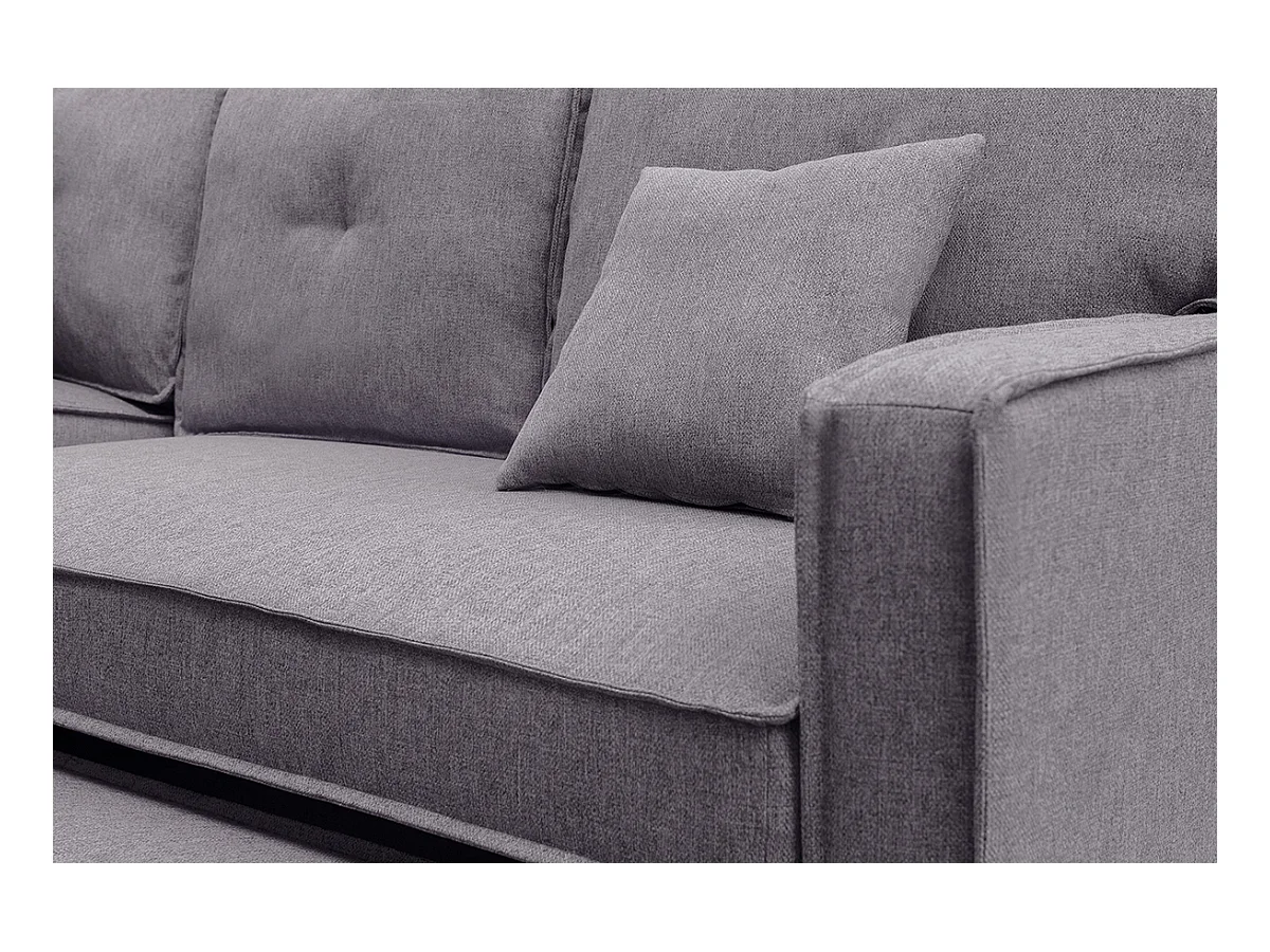 Canapé lit, canapé de salon avec accoudoirs en tissu coloris gris - Longueur 210 x profondeur 85 x hauteur 90 cm
