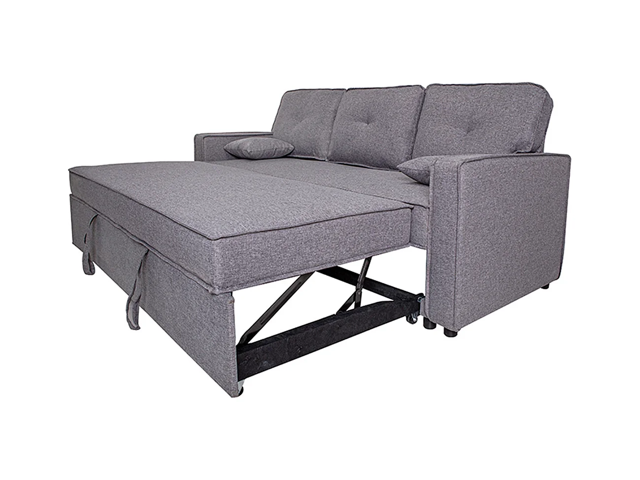 Canapé lit, canapé de salon avec accoudoirs en tissu coloris gris - Longueur 210 x profondeur 85 x hauteur 90 cm