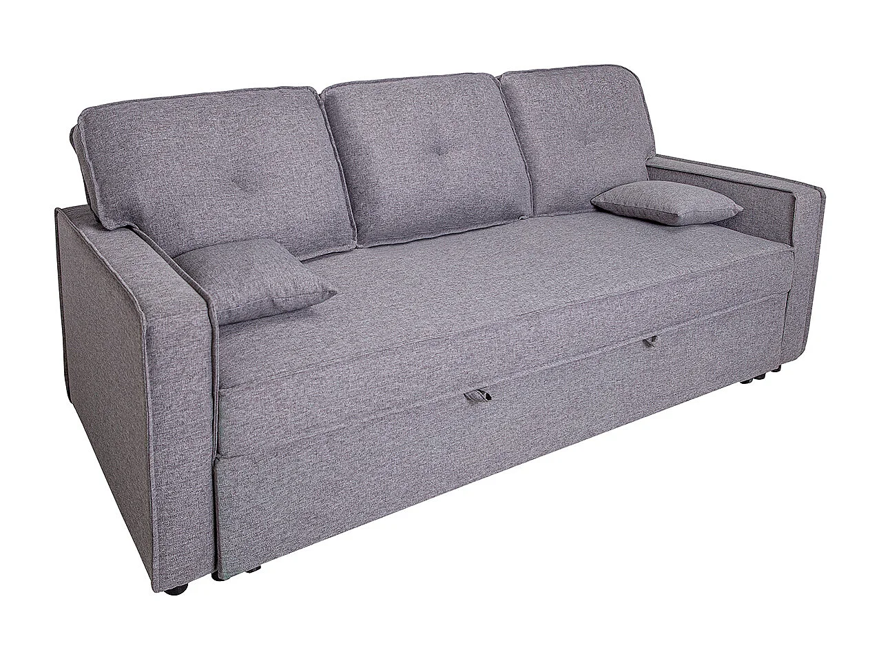 Canapé lit, canapé de salon avec accoudoirs en tissu coloris gris - Longueur 210 x profondeur 85 x hauteur 90 cm