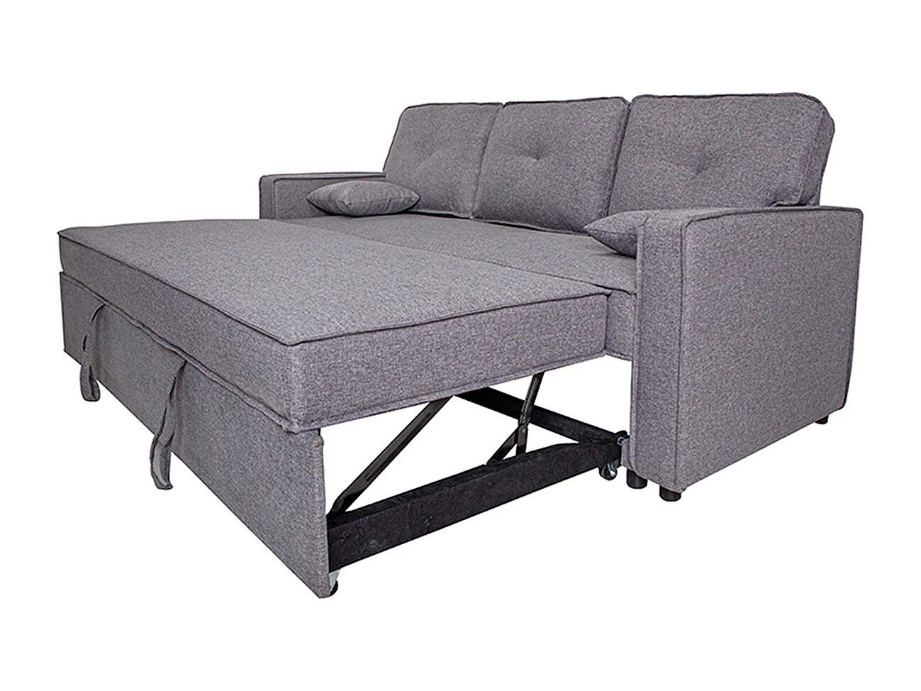 Canapé lit, canapé de salon avec accoudoirs en tissu coloris gris - Longueur 210 x profondeur 85 x hauteur 90 cm