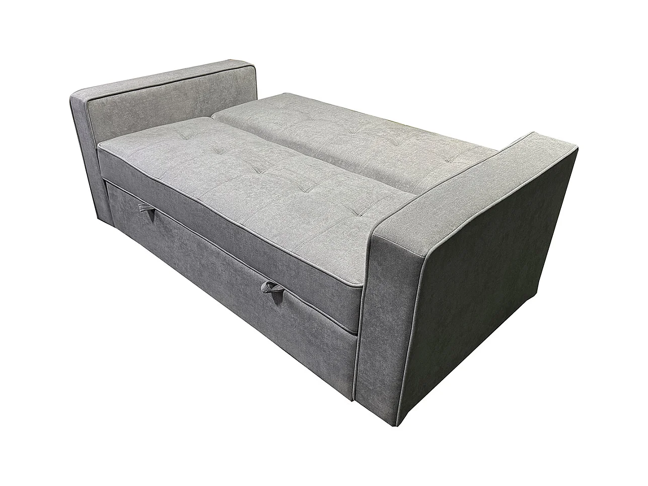 Canapé-lit, canapé de salon avec accoudoirs en tissu coloris Gris - Longueur 135 x profondeur 122 x hauteur 45 cm