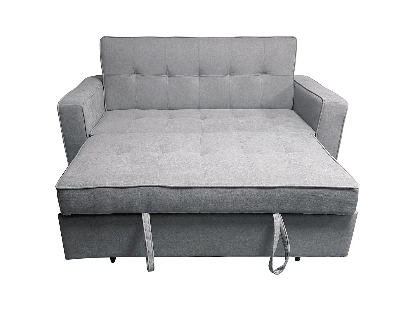 Canapé-lit, canapé de salon avec accoudoirs en tissu coloris Gris - Longueur 135 x profondeur 122 x hauteur 45 cm