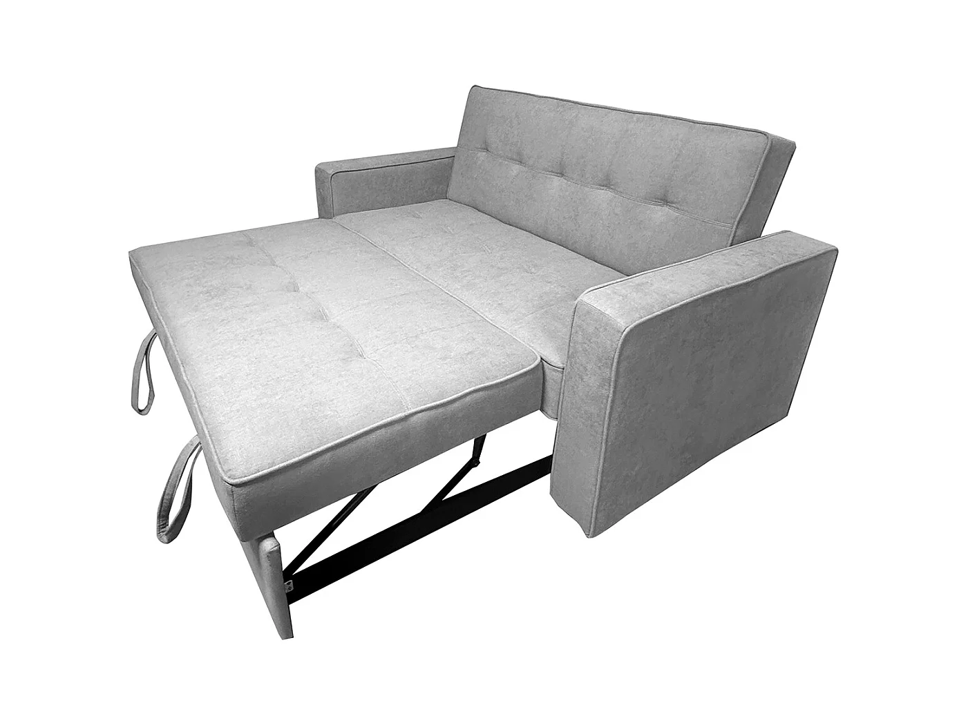 Canapé-lit, canapé de salon avec accoudoirs en tissu coloris Gris - Longueur 135 x profondeur 122 x hauteur 45 cm