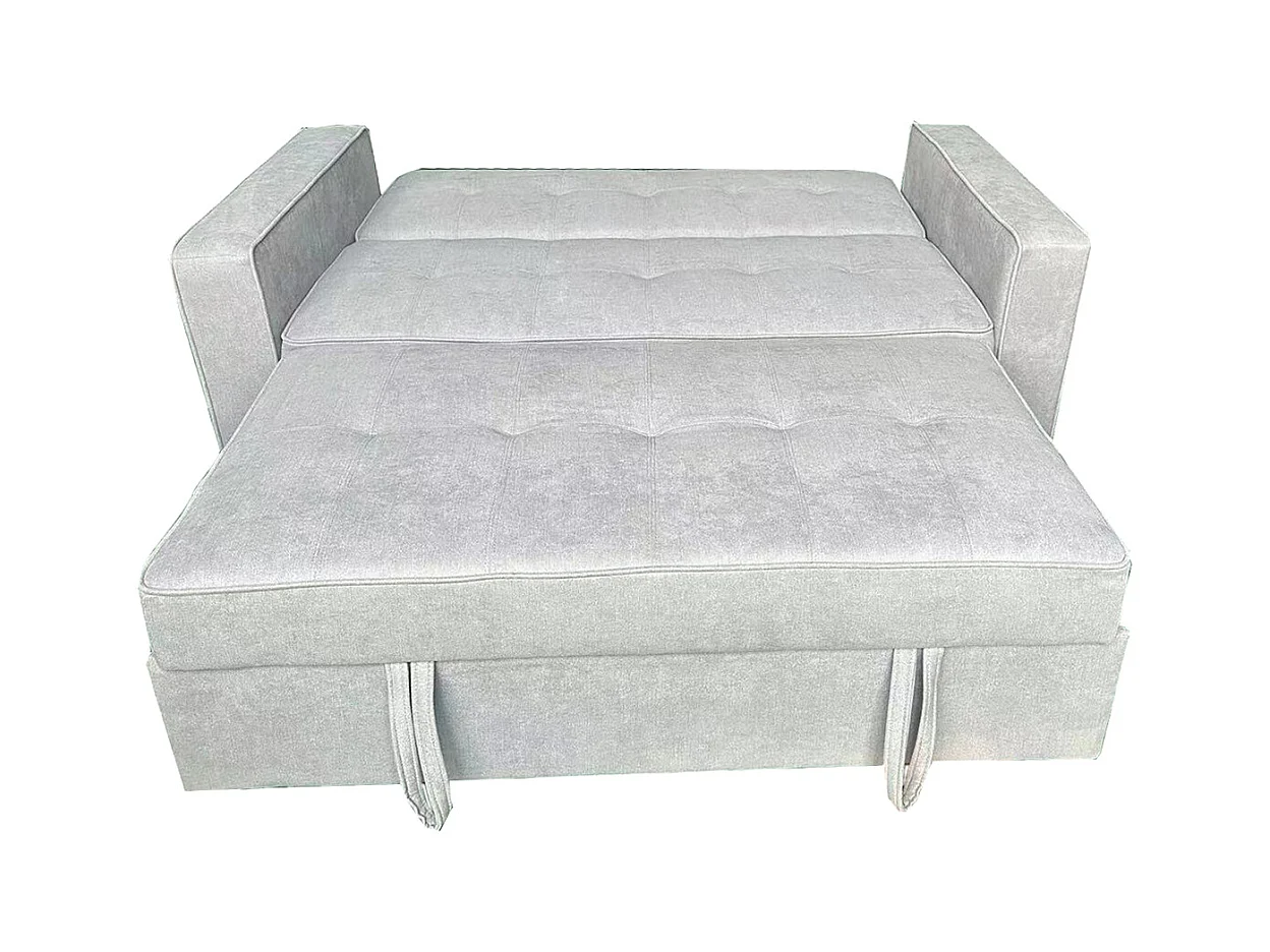Canapé-lit, canapé de salon avec accoudoirs en tissu coloris Gris - Longueur 135 x profondeur 122 x hauteur 45 cm