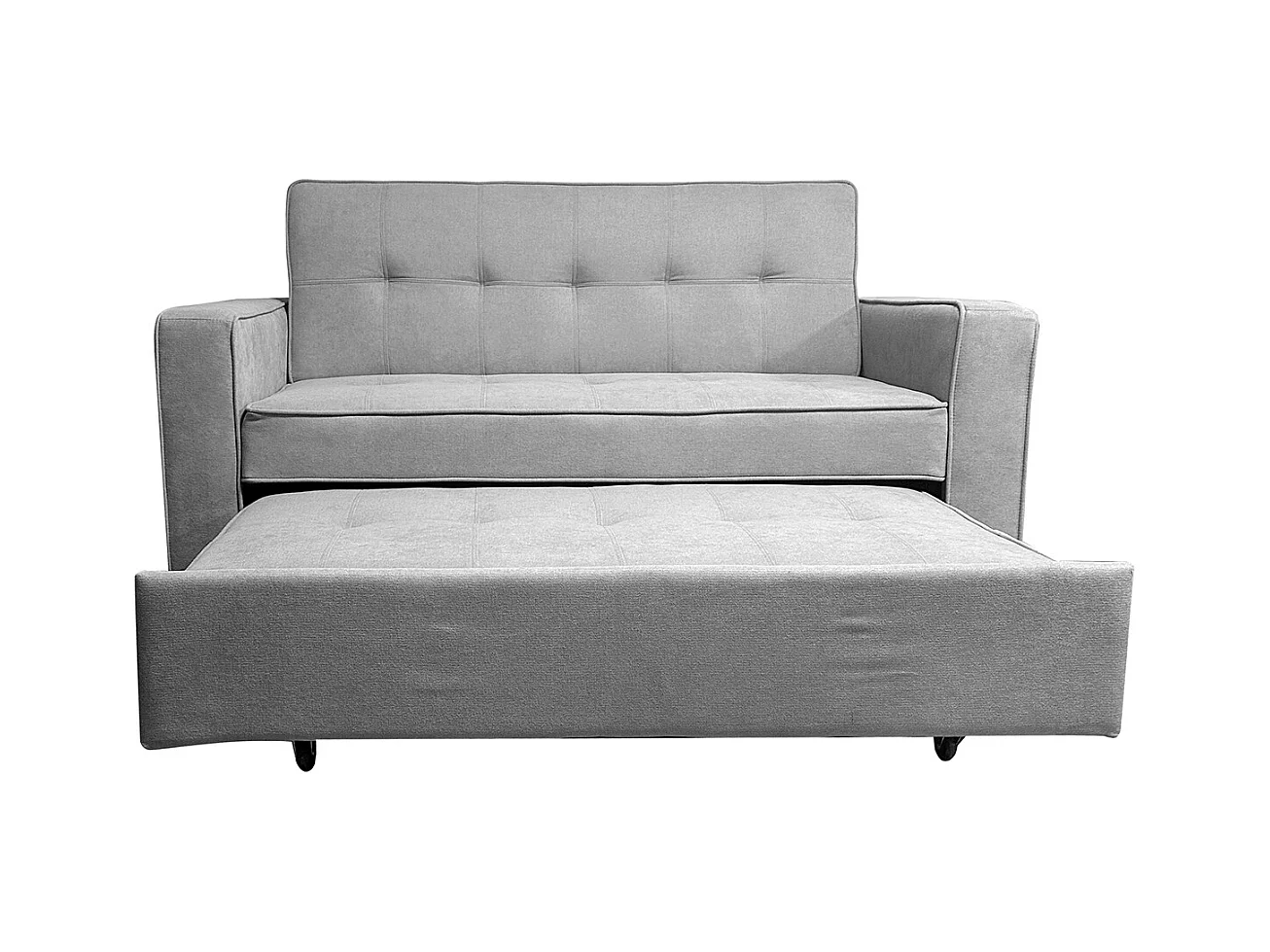 Canapé-lit, canapé de salon avec accoudoirs en tissu coloris Gris - Longueur 135 x profondeur 122 x hauteur 45 cm