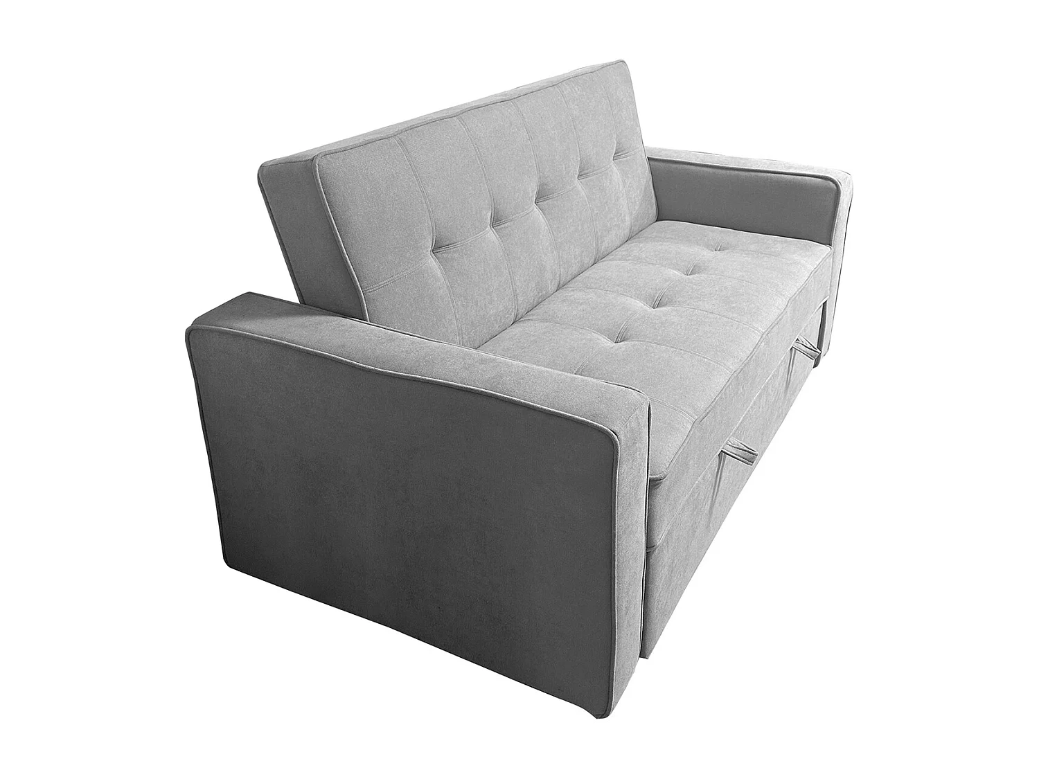 Canapé-lit, canapé de salon avec accoudoirs en tissu coloris Gris - Longueur 135 x profondeur 122 x hauteur 45 cm