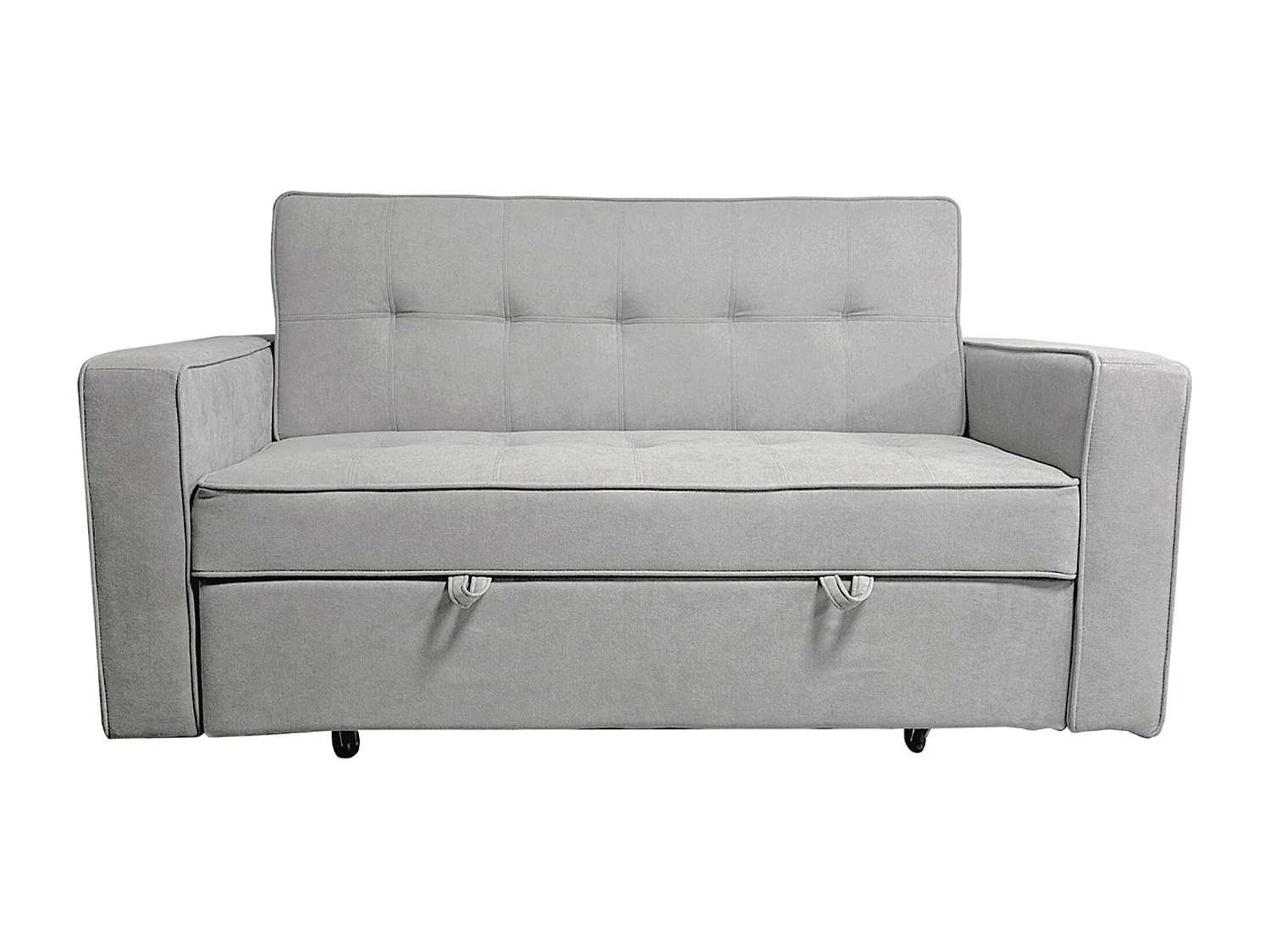 Canapé-lit, canapé de salon avec accoudoirs en tissu coloris Gris - Longueur 135 x profondeur 122 x hauteur 45 cm