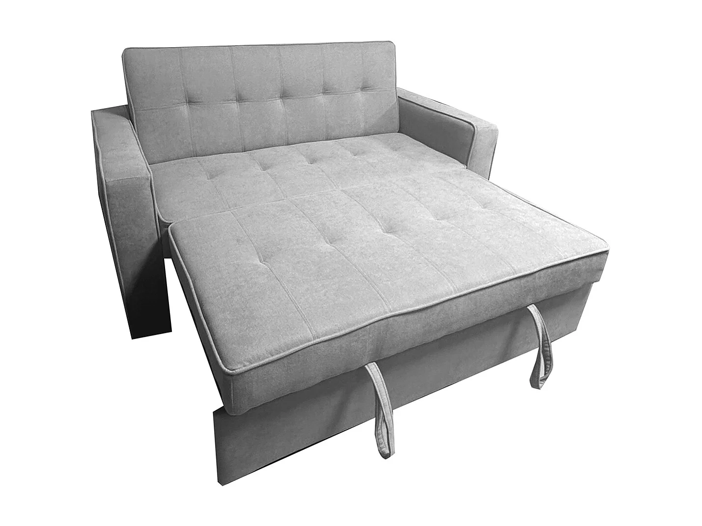 Canapé-lit, canapé de salon avec accoudoirs en tissu coloris Gris - Longueur 135 x profondeur 122 x hauteur 45 cm