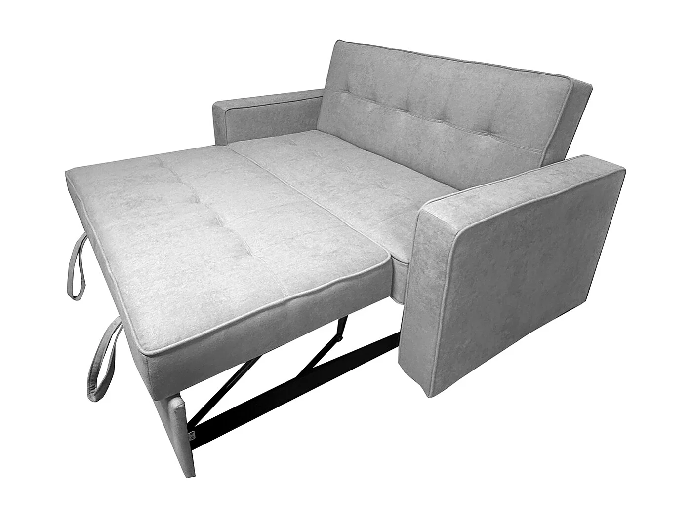 Canapé-lit, canapé de salon avec accoudoirs en tissu coloris Gris - Longueur 135 x profondeur 122 x hauteur 45 cm