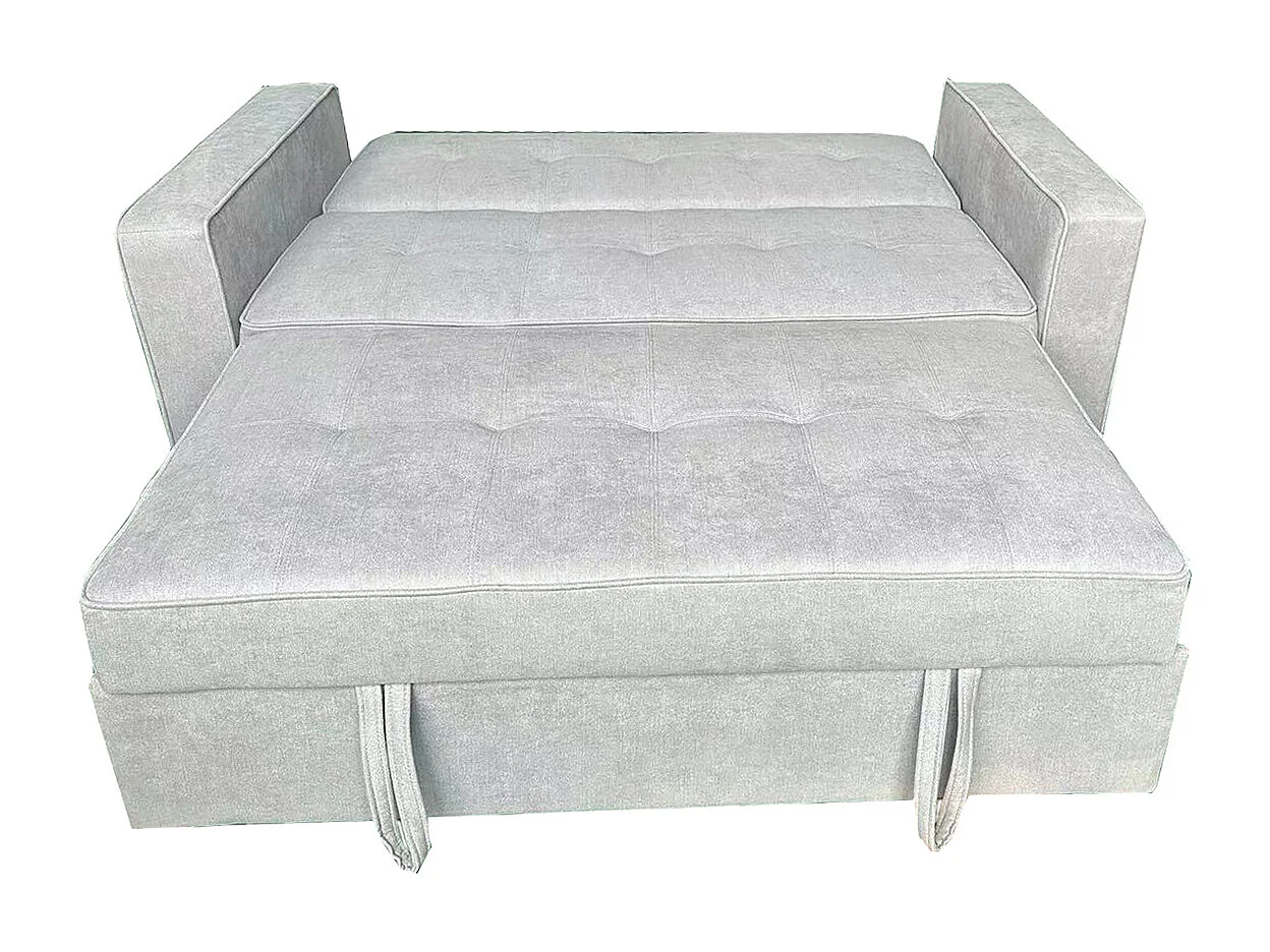 Canapé-lit, canapé de salon avec accoudoirs en tissu coloris Gris - Longueur 135 x profondeur 122 x hauteur 45 cm
