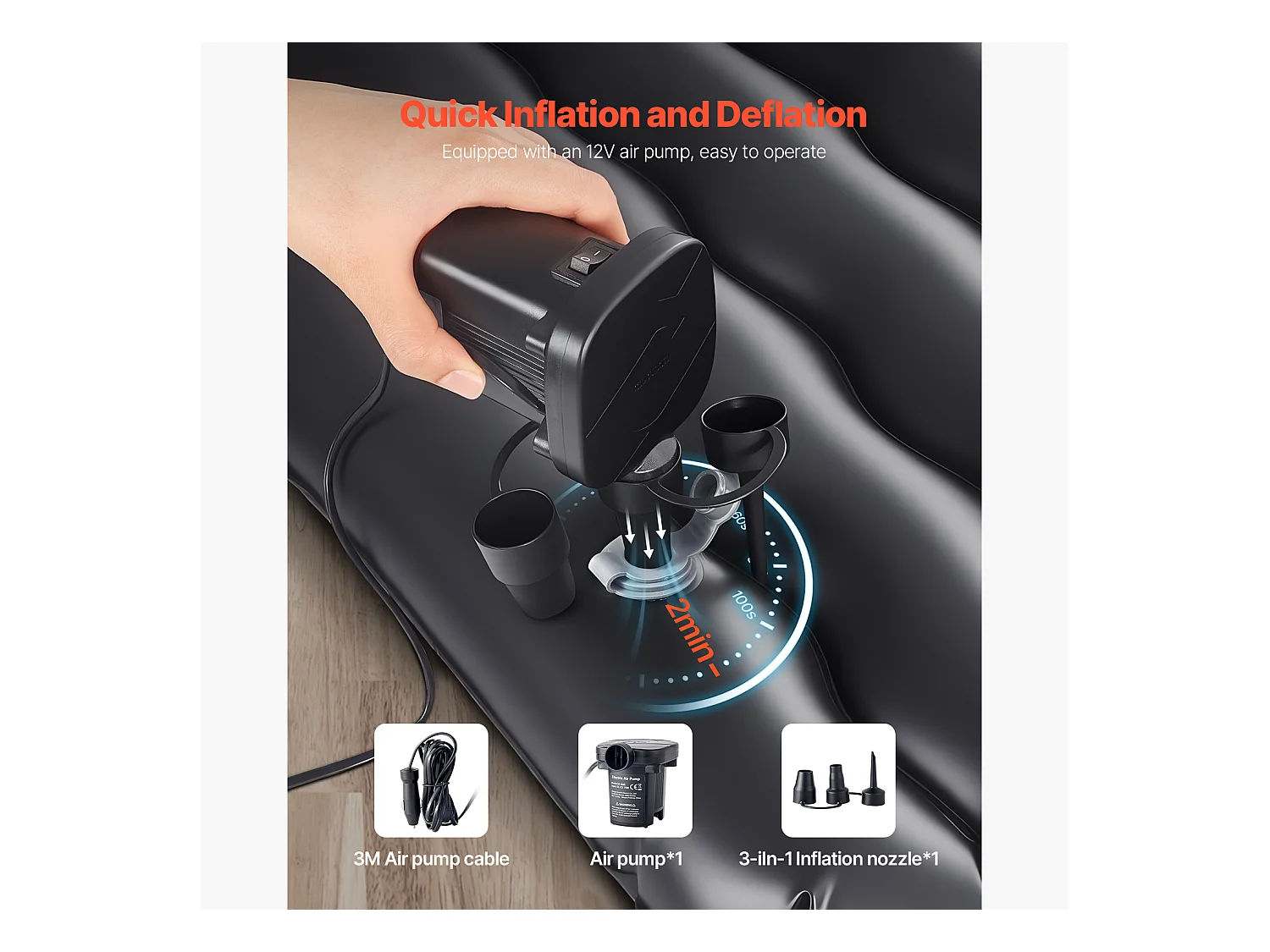 Matelas Gonflable, SucceBuy Matelas Gonflable Voiture Lit de Couchage Floqué pour Siège Arrière Noir