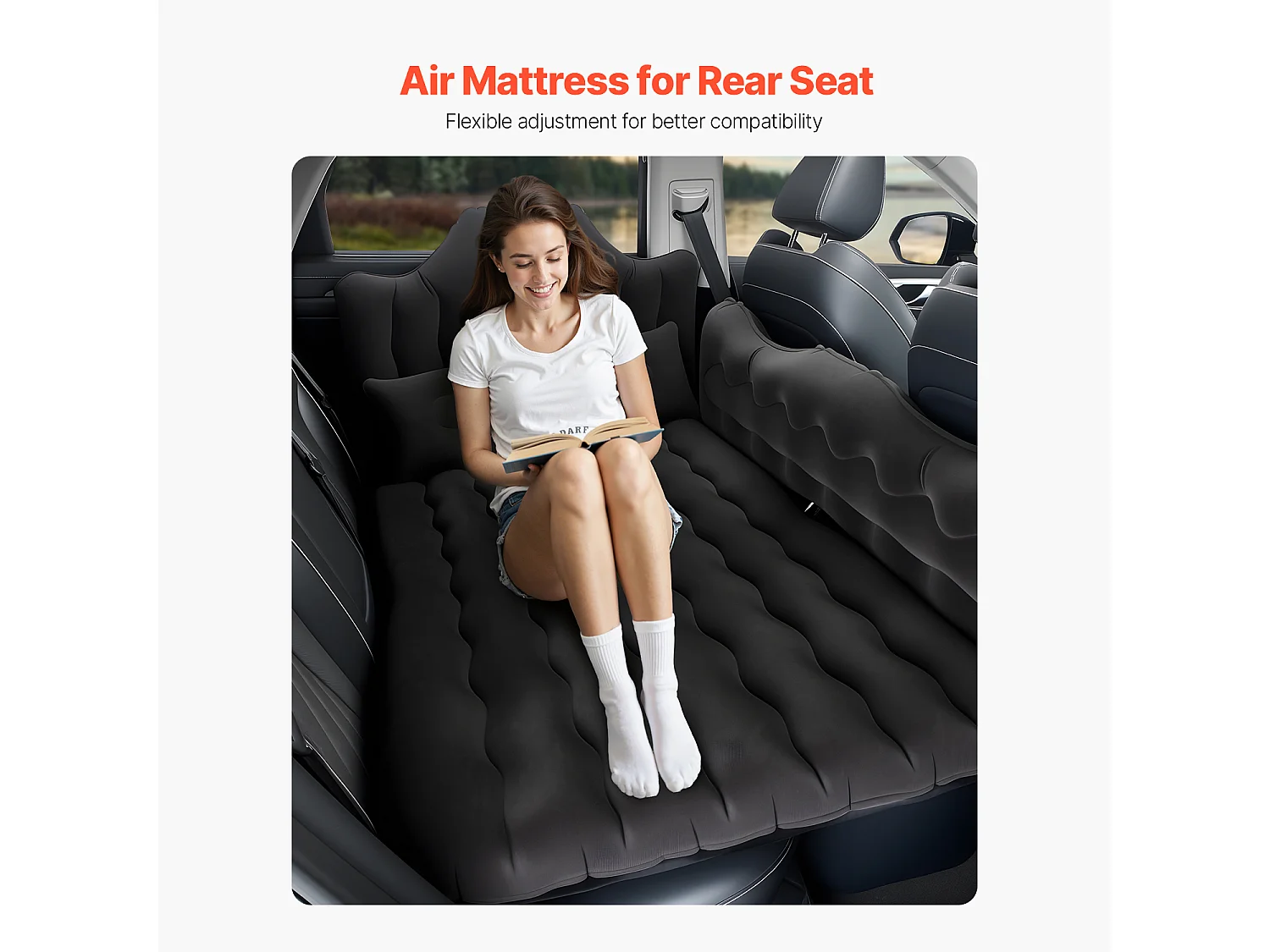 Matelas Gonflable, SucceBuy Matelas Gonflable Voiture Lit de Couchage Floqué pour Siège Arrière Noir