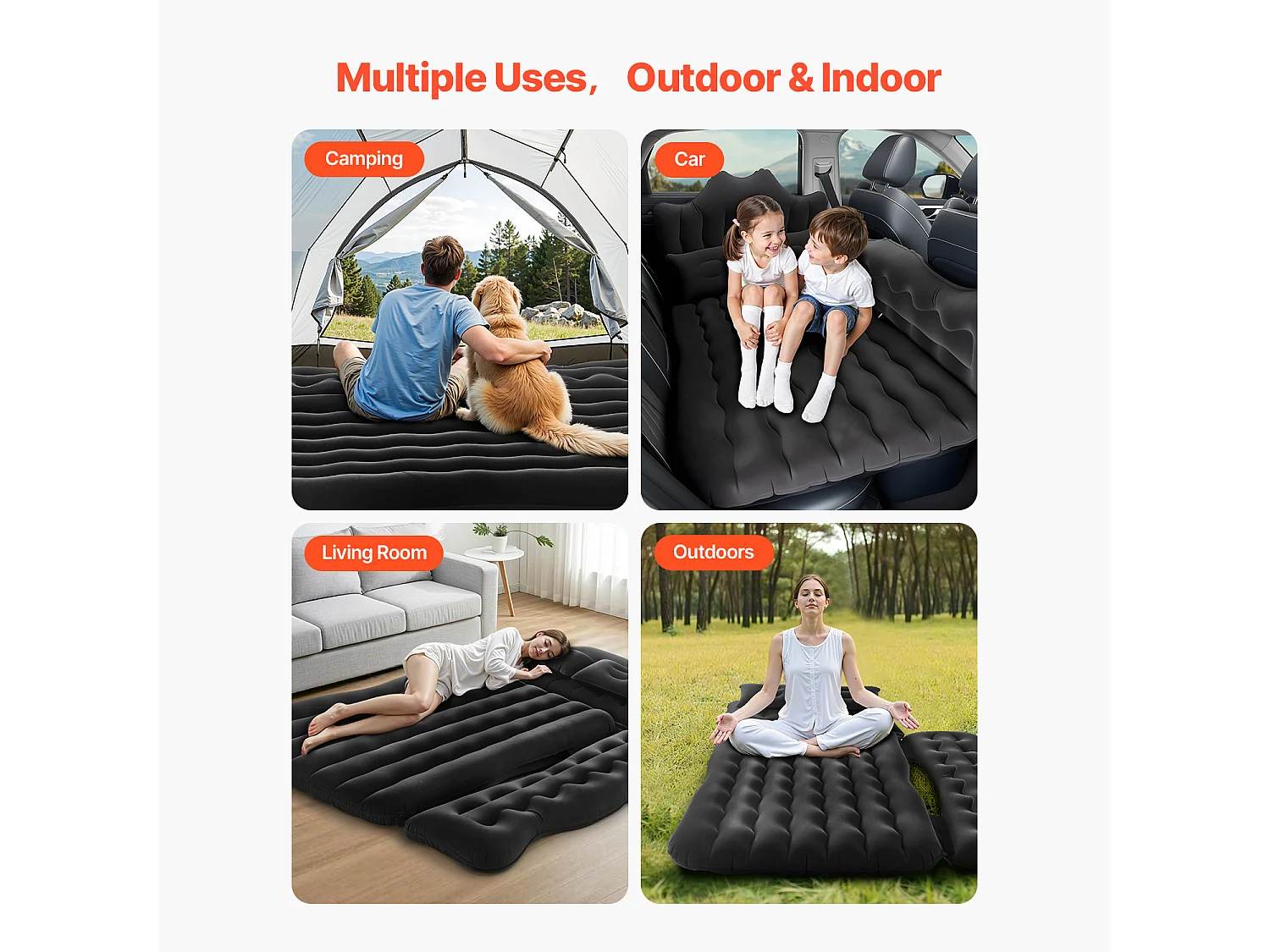 Matelas Gonflable, SucceBuy Matelas Gonflable Voiture Lit de Couchage Floqué pour Siège Arrière Noir