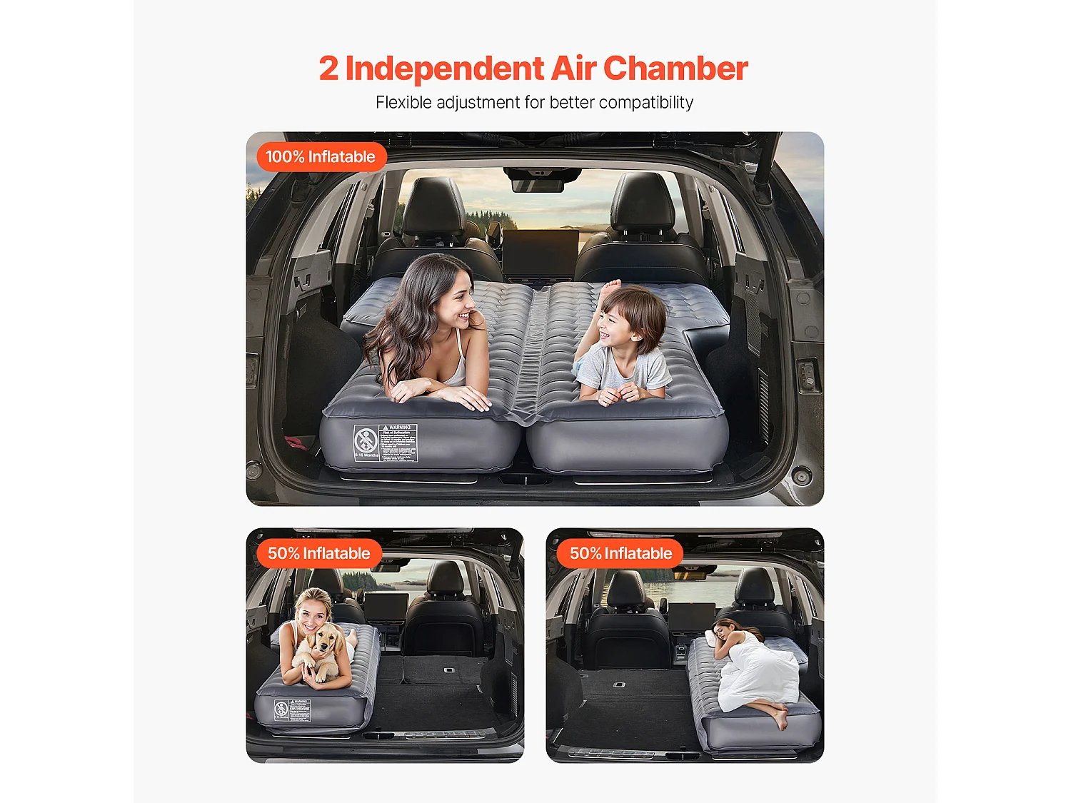 Colchón Inflable, SucceBuy Colchón Inflable para Coche Cama de Dormir Oxford con Bomba de Aire Gris