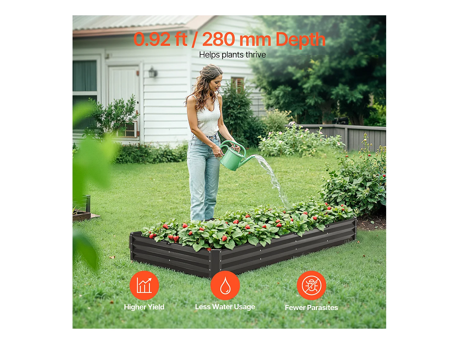 Jardinière Lit de Jardin Surélevé Potager SucceBuy Métal Galvanisé 2395x1200x280 mm