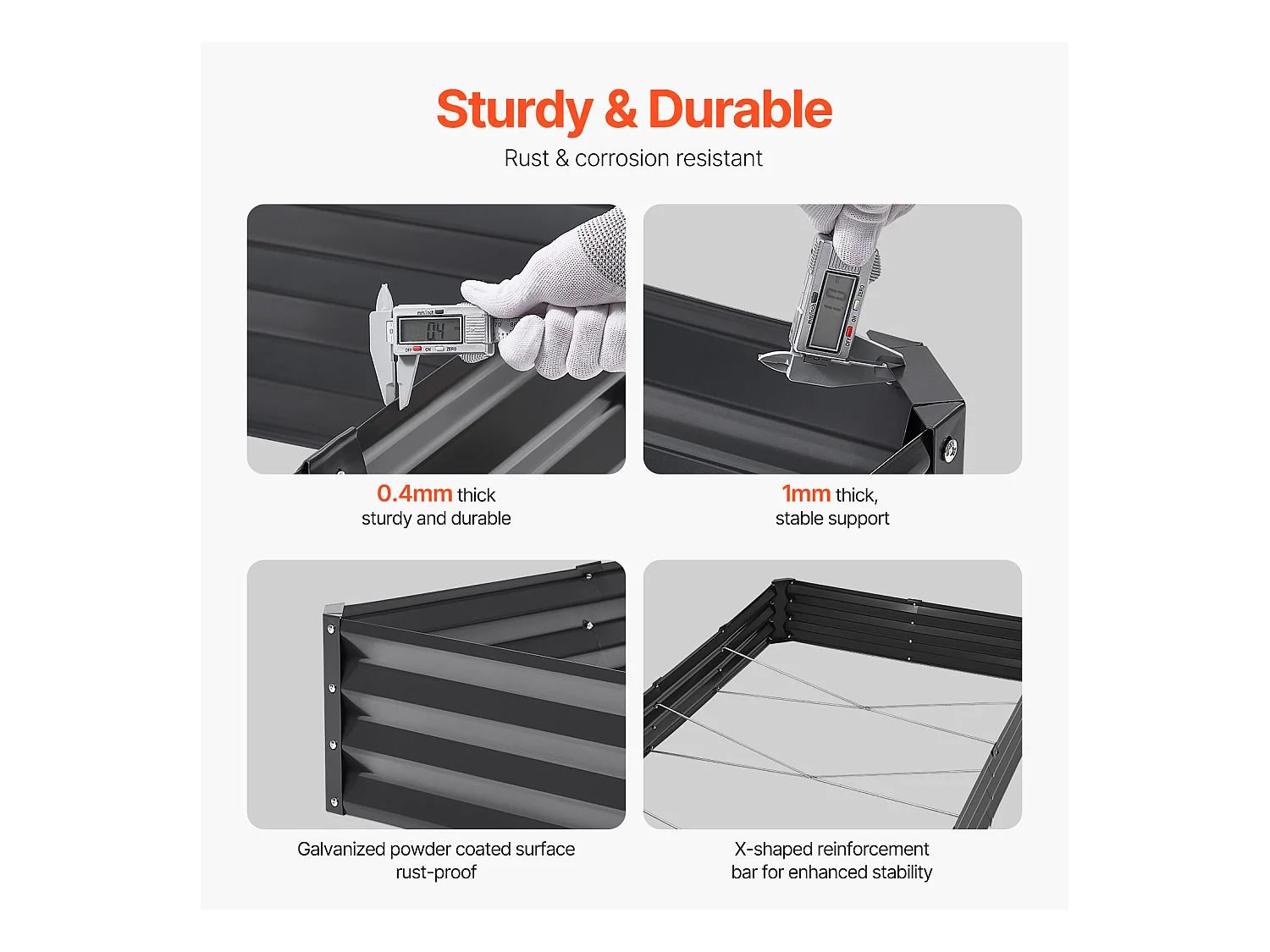 Jardinière Lit de Jardin Surélevé Potager SucceBuy Métal Galvanisé 2395x1200x280 mm