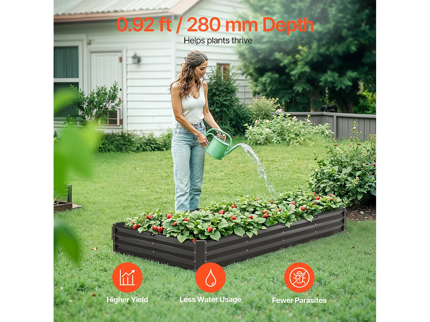 Jardinière Lit de Jardin Surélevé Potager SucceBuy Métal Galvanisé 2395x1200x280 mm