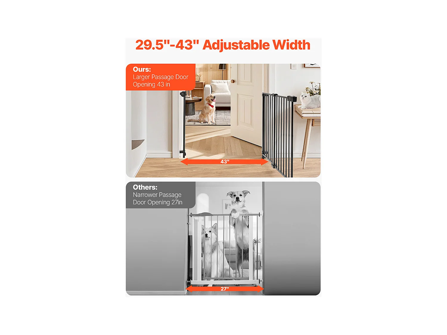 Cancello di Sicurezza Estensibile per Cani SucceBuy Larghezza 75–109,2 cm Altezza 71,1 cm