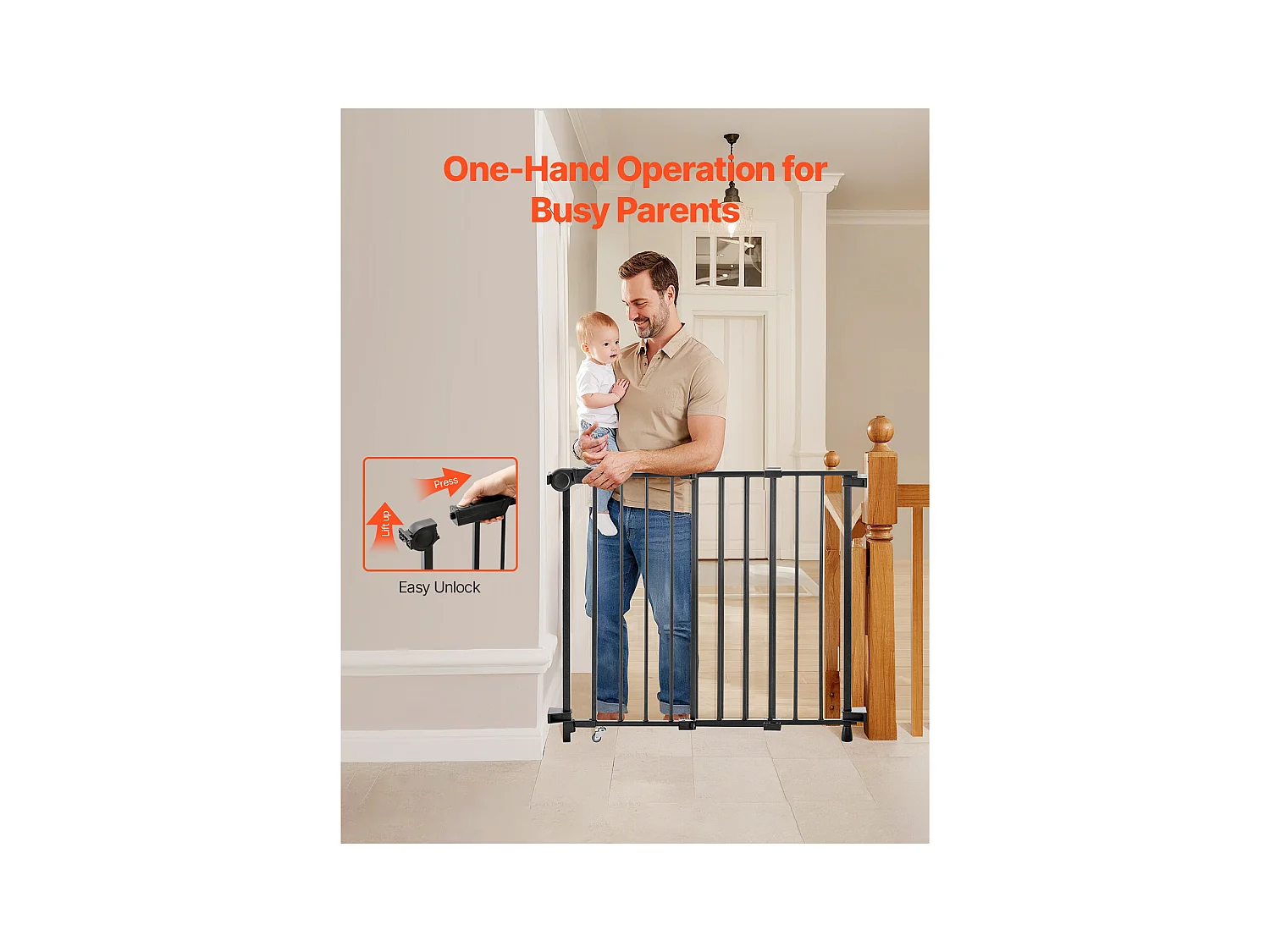 Cancello di Sicurezza Estensibile per Cani SucceBuy Larghezza 75–109,2 cm Altezza 71,1 cm