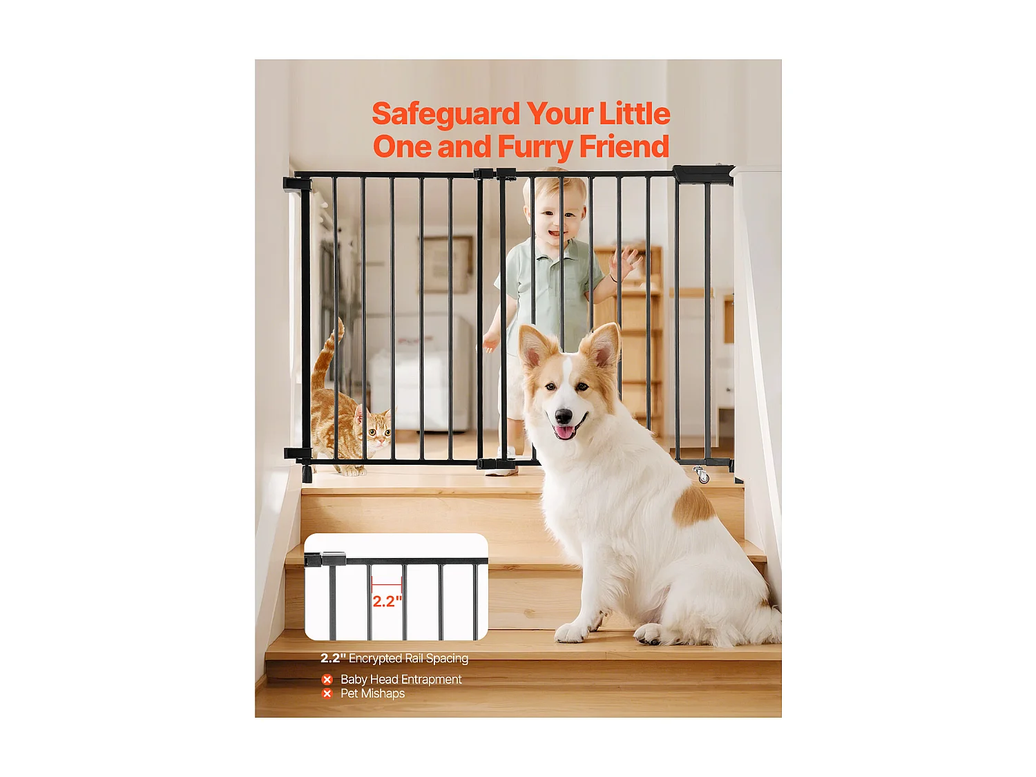 Cancello di Sicurezza Estensibile per Cani SucceBuy Larghezza 75–109,2 cm Altezza 71,1 cm