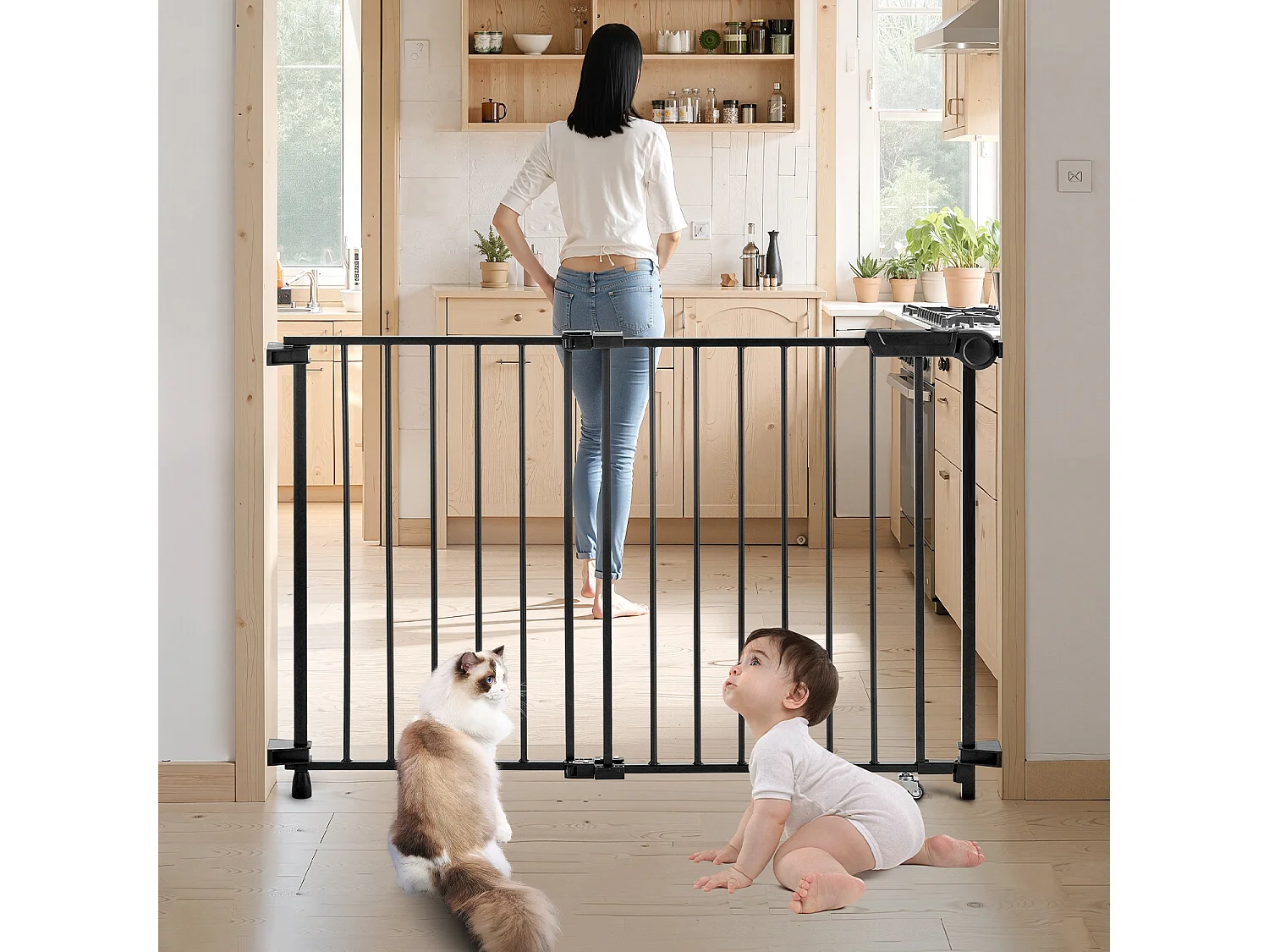 Cancello di Sicurezza Estensibile per Cani SucceBuy Larghezza 75–109,2 cm Altezza 71,1 cm