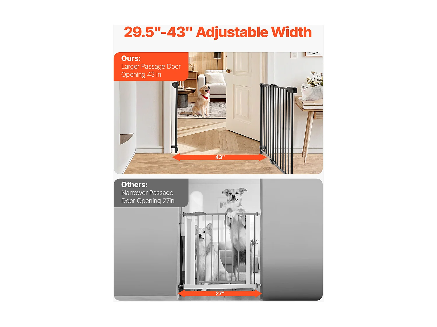 Barrière de Sécurité Extensible Chiens Largeur SucceBuy 75-109,2cm Hauteur 71,1cm