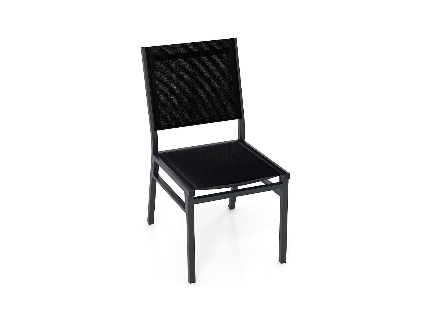 Chaises de Terrasse Extérieures Chaise de Jardin sans Accoudoirs avec Siège et Dossier Respirants Cadre en Aluminium Robuste Noir