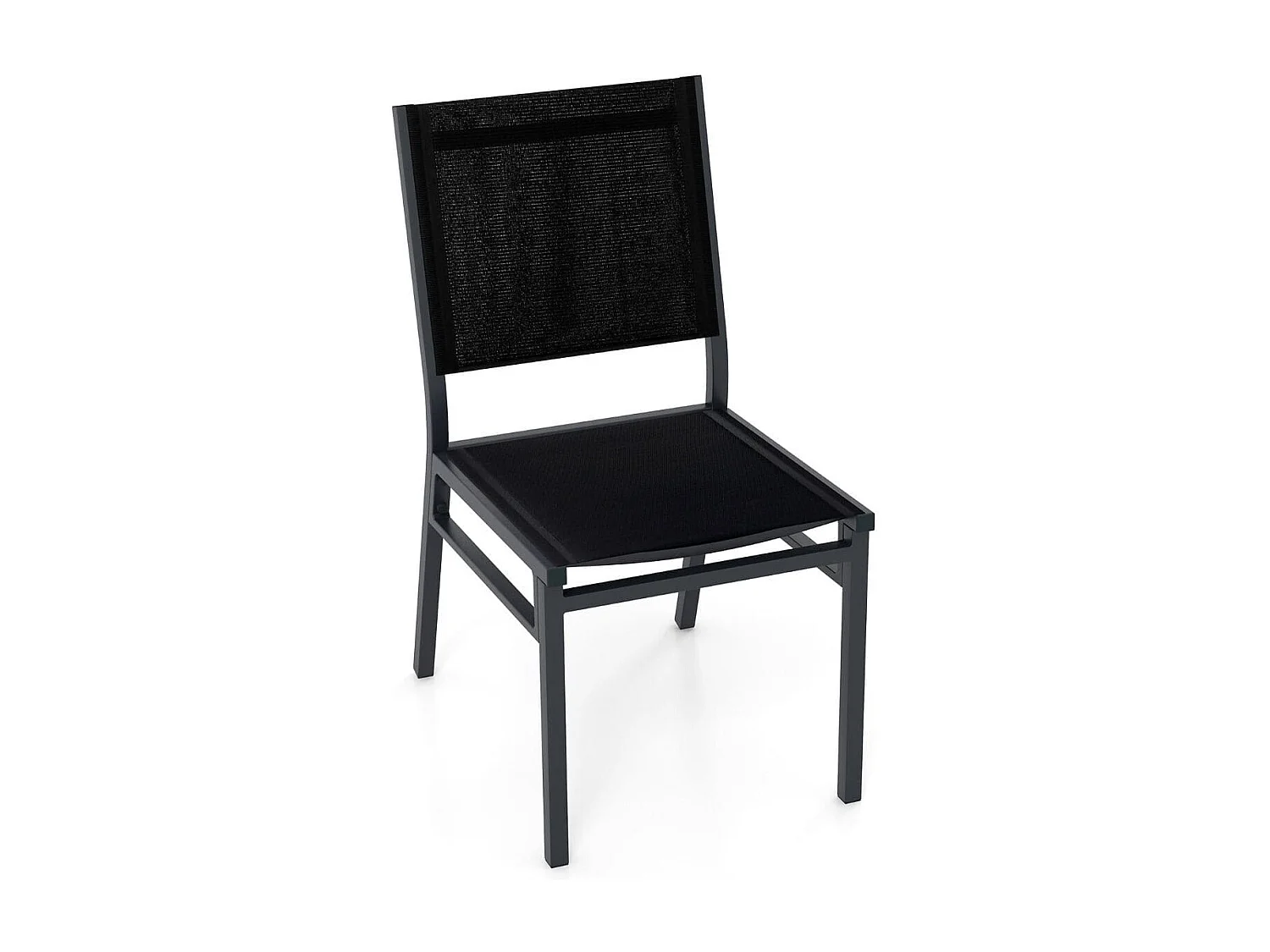 Chaises de Terrasse Extérieures Chaise de Jardin sans Accoudoirs avec Siège et Dossier Respirants Cadre en Aluminium Robuste Noir