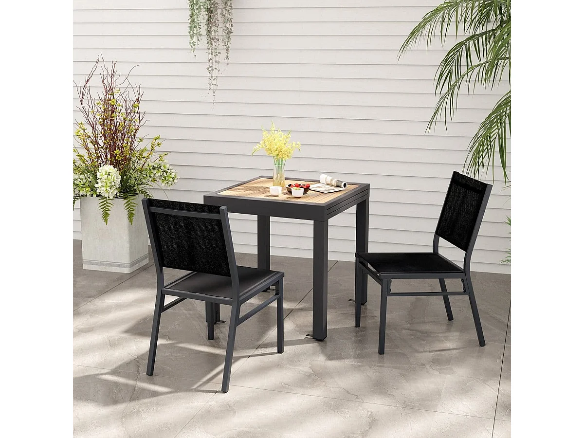 Chaises de Terrasse Extérieures Chaise de Jardin sans Accoudoirs avec Siège et Dossier Respirants Cadre en Aluminium Robuste Noir