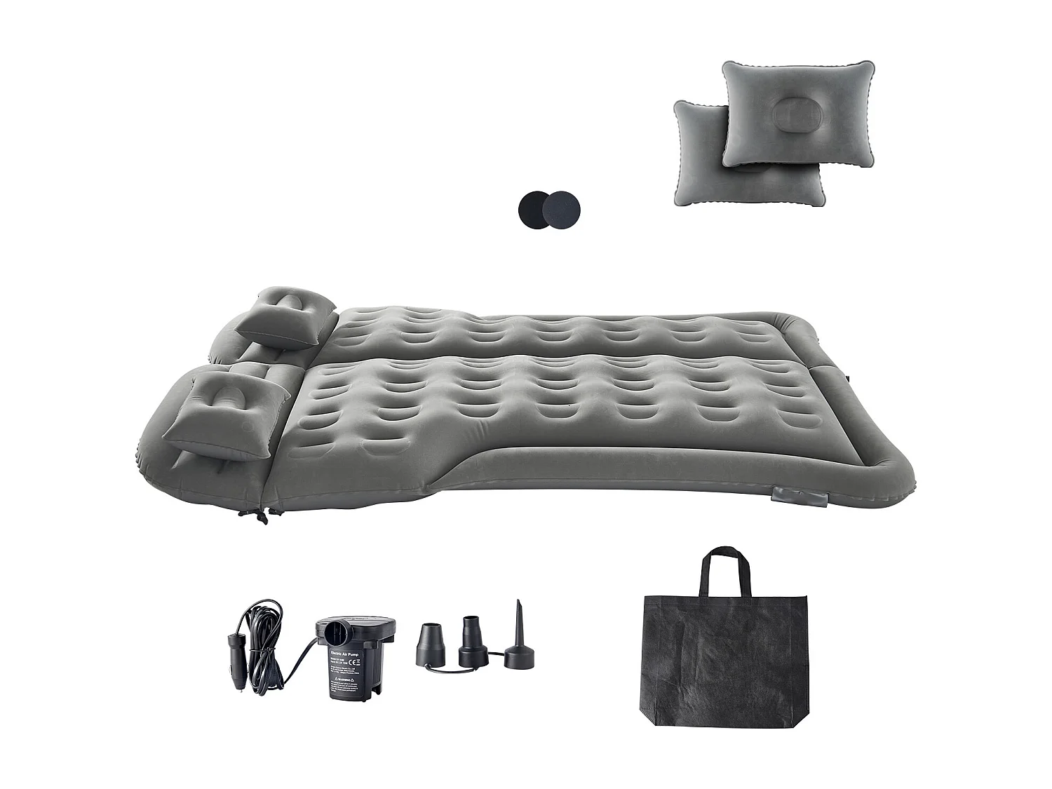 Matelas Gonflable, SucceBuy Matelas Gonflable Voiture Lit de Couchage Floqué avec Pompe à Air Gris