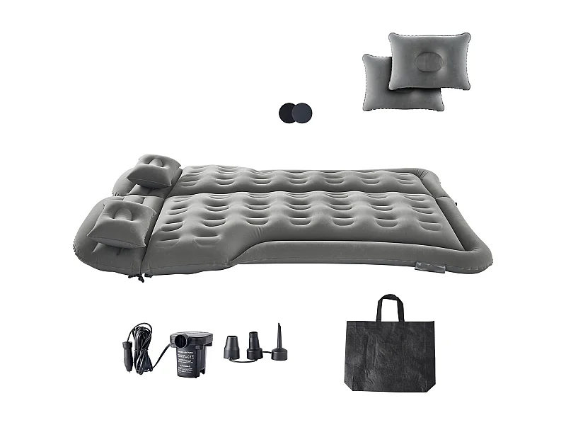 Matelas Gonflable, SucceBuy Matelas Gonflable Voiture Lit de Couchage Floqué avec Pompe à Air Gris
