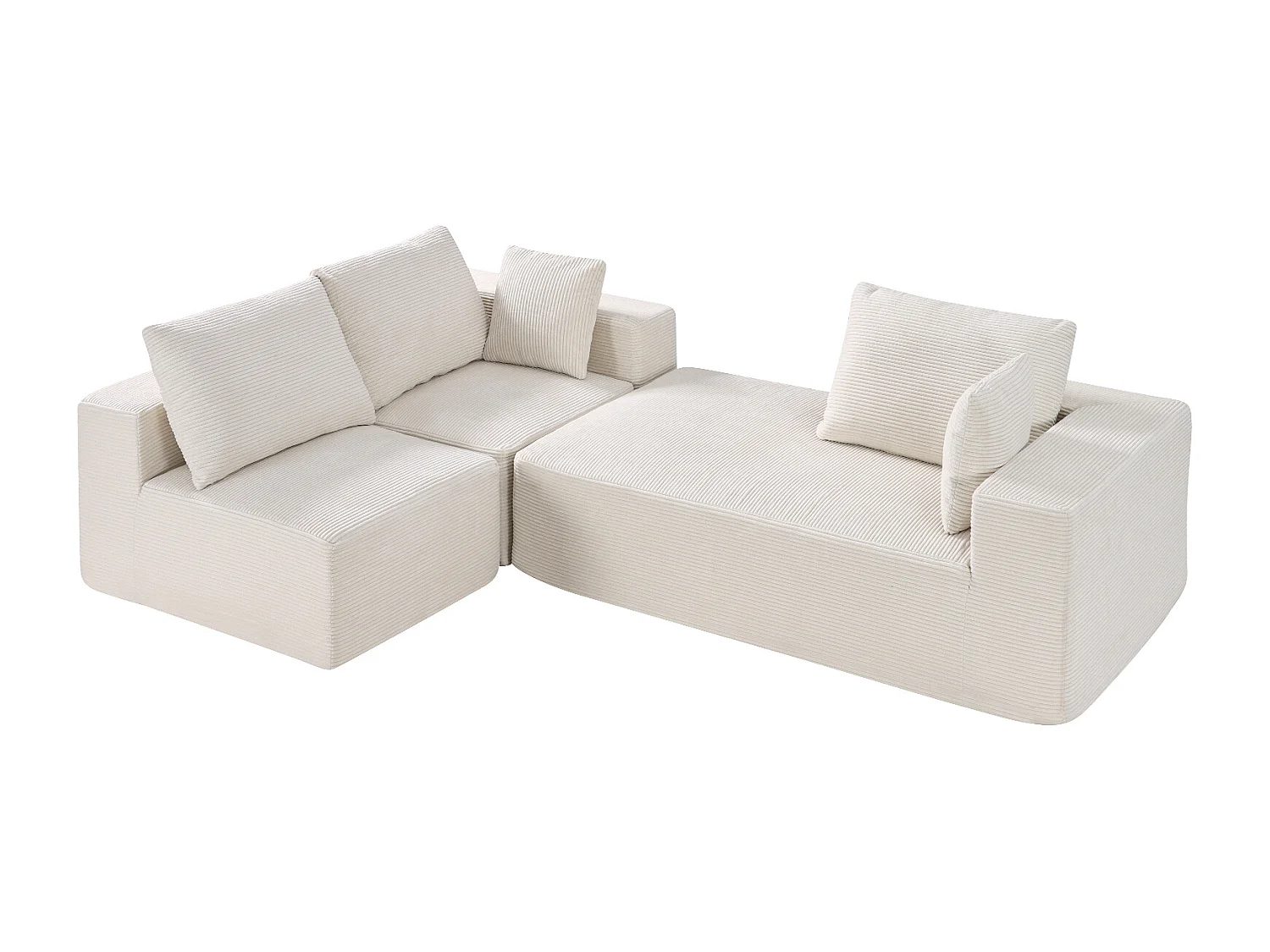 Sofá Seccional Modular SucceBuy en Forma de L con Chaise Longue y Cojín Beige