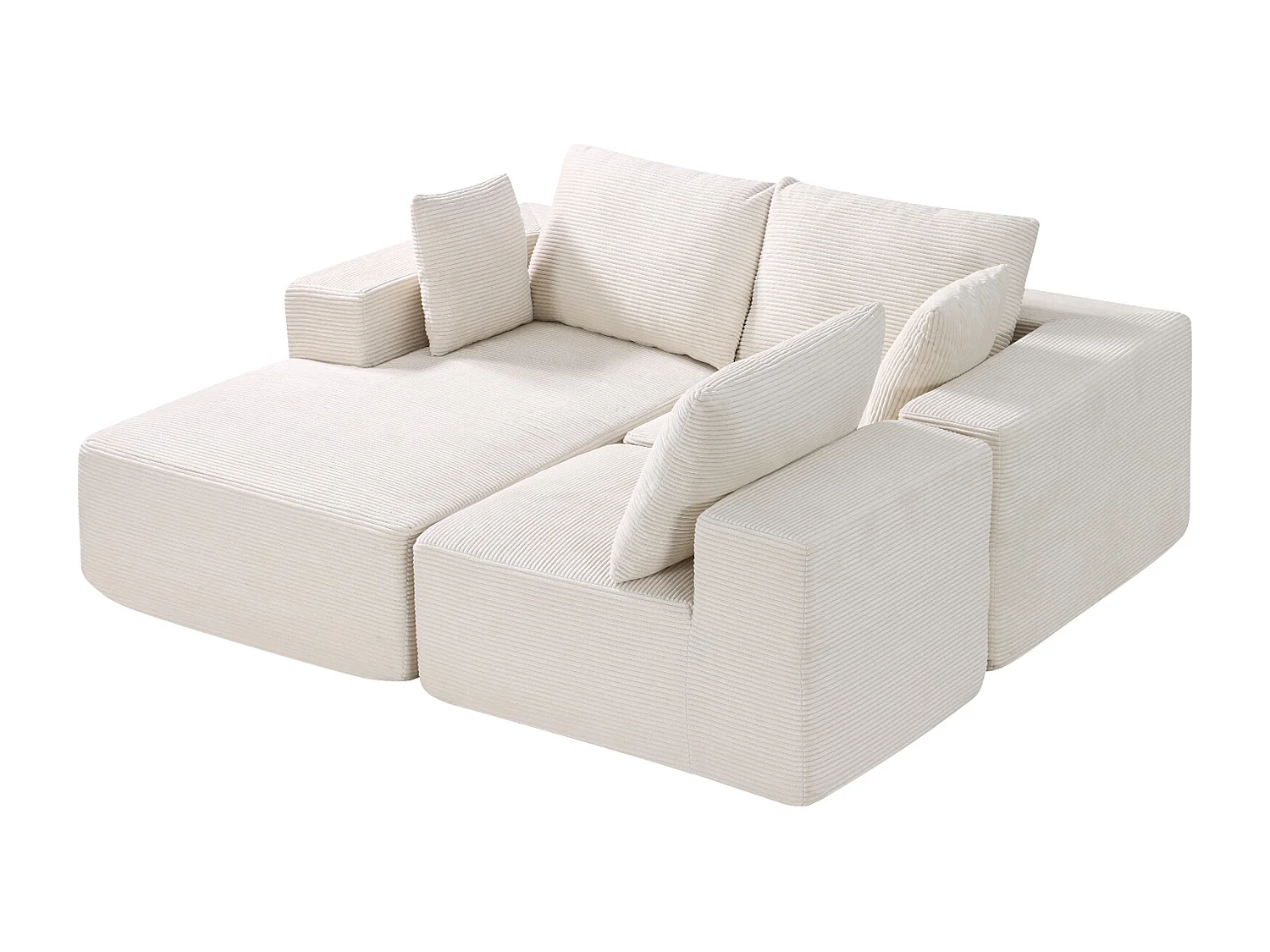 Sofá Seccional Modular SucceBuy en Forma de L con Chaise Longue y Cojín Beige