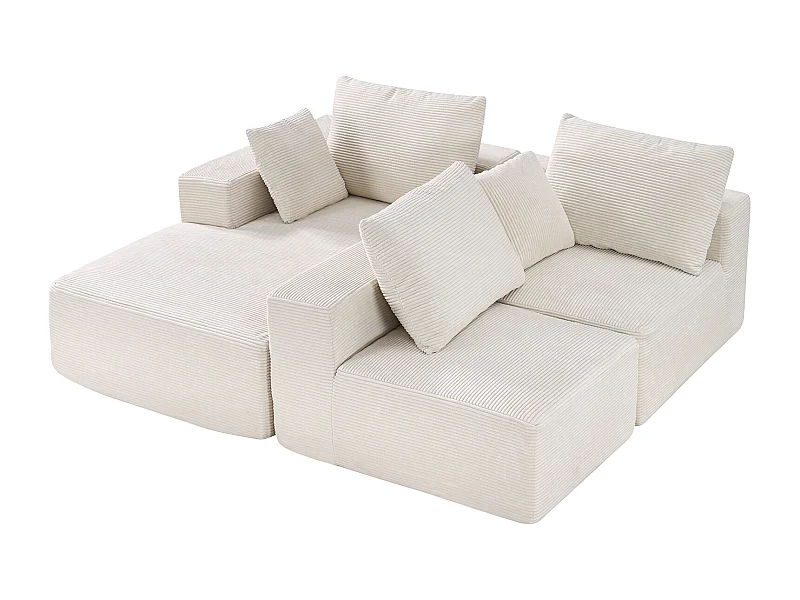 Sofá Seccional Modular SucceBuy en Forma de L con Chaise Longue y Cojín Beige