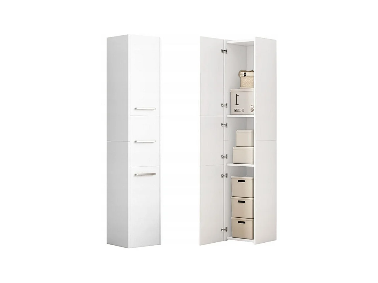 REGAŁ SŁUPEK BIAŁY NOWOCZESNY STOJĄCY WYSOKI 3 DRZWI 170cm SZAFKA ZAMYKANA