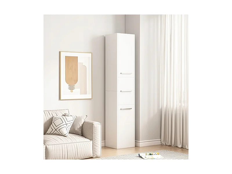 REGAŁ SŁUPEK BIAŁY NOWOCZESNY STOJĄCY WYSOKI 3 DRZWI 170cm SZAFKA ZAMYKANA