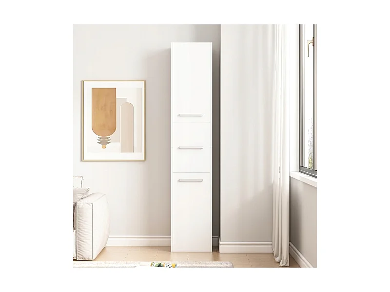 REGAŁ SŁUPEK BIAŁY NOWOCZESNY STOJĄCY WYSOKI 3 DRZWI 170cm SZAFKA ZAMYKANA