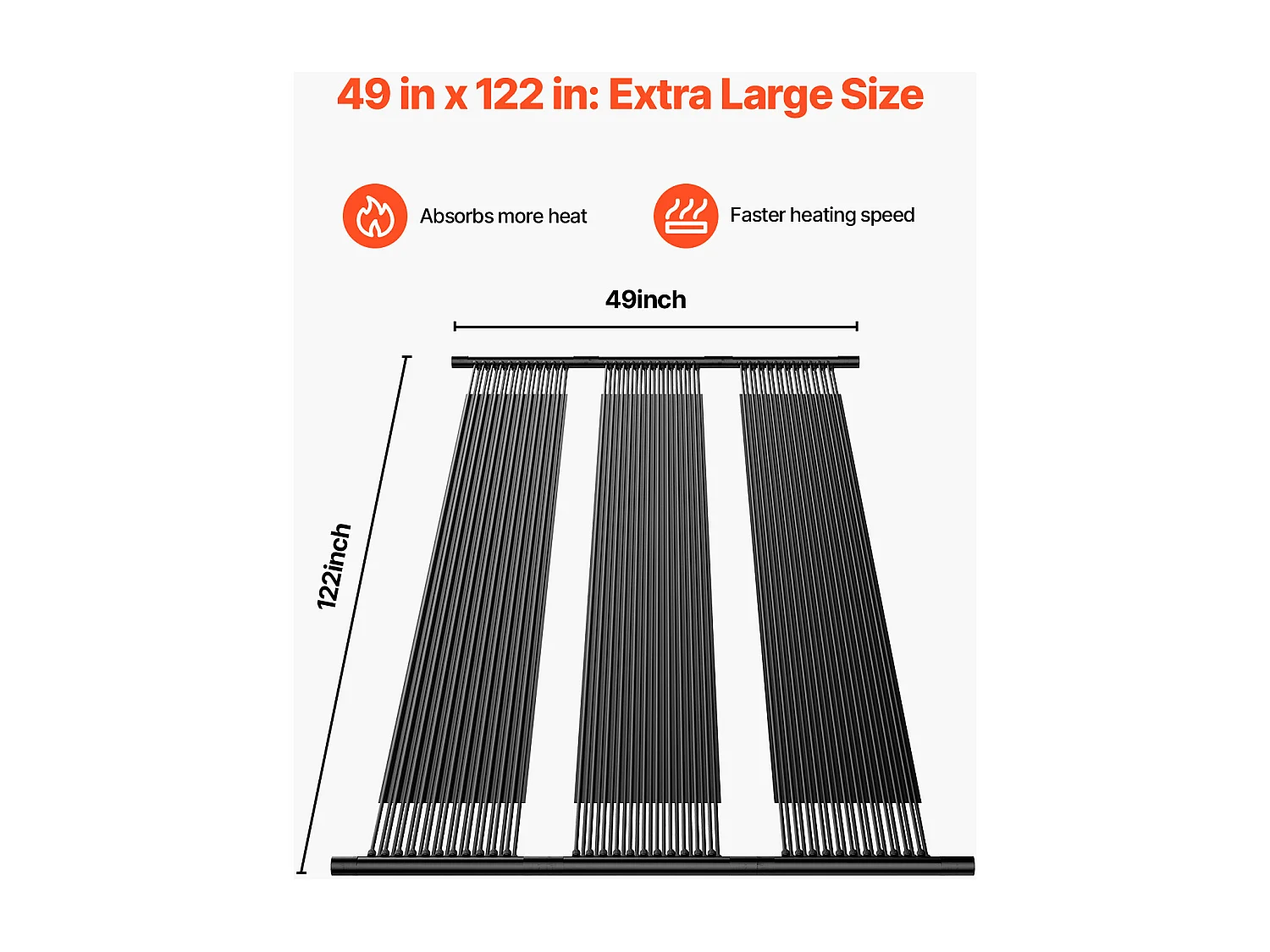 Zonneverwarming SucceBuy, Voor Bovengronds Zwembad, Afmetingen 1235x3100 mm, Set van 4