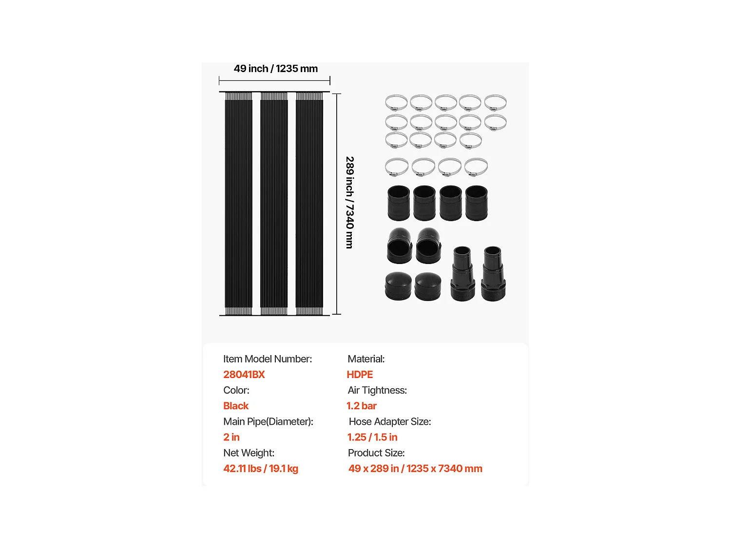 Riscaldamento Solare SucceBuy, Per Piscine Fuori Terra e Interrate, 1235x7340 mm